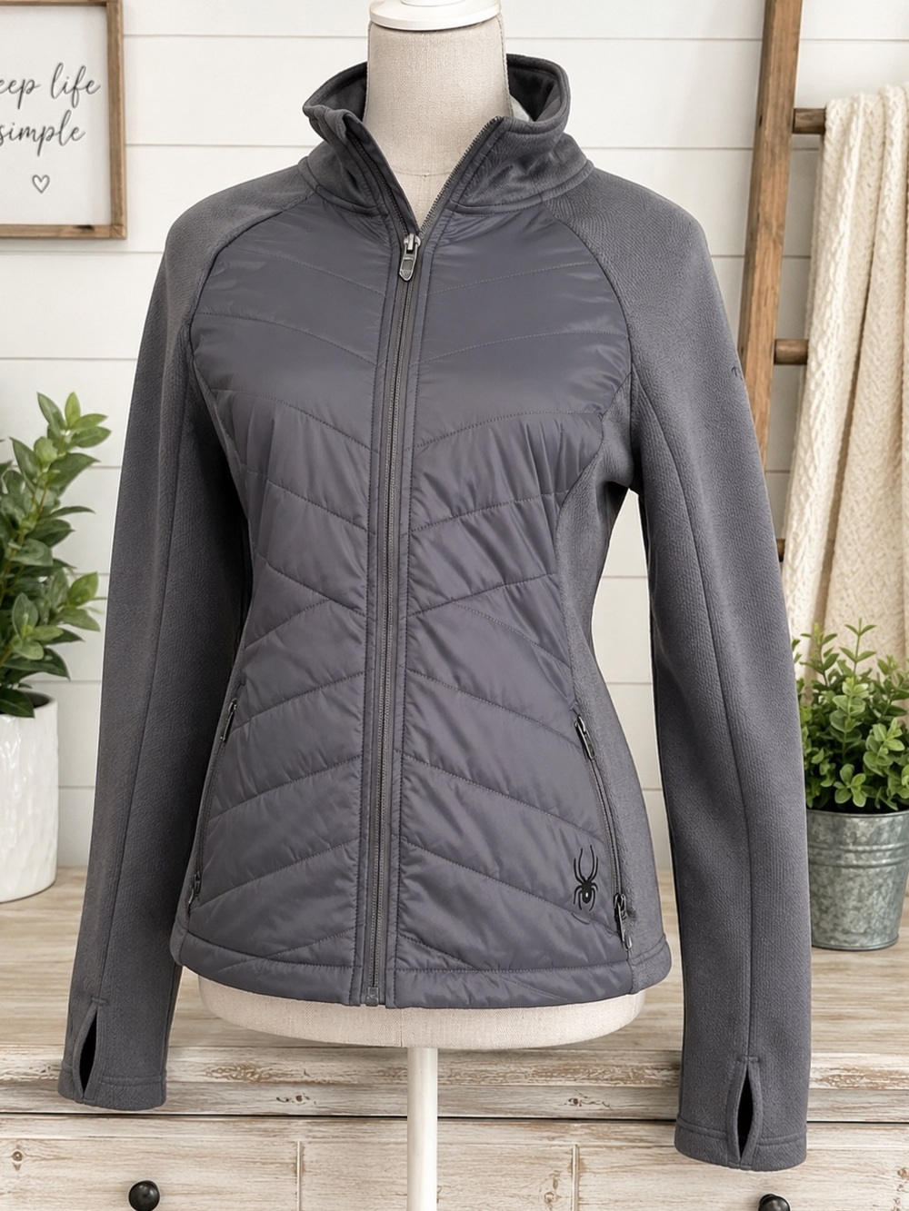 Spyder Nova Hybrid Quilted Fleece Jacket Women’s Medium Gray